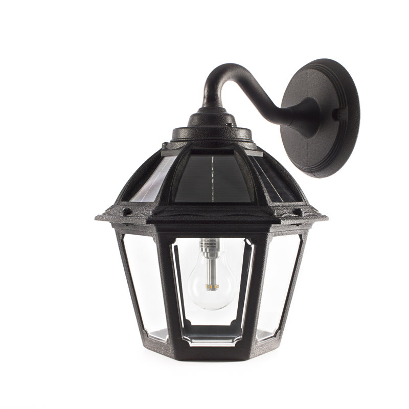 Alcott Hill® Rioux Black 1 Bulb Solar Powered Outdoor Barn Light with
